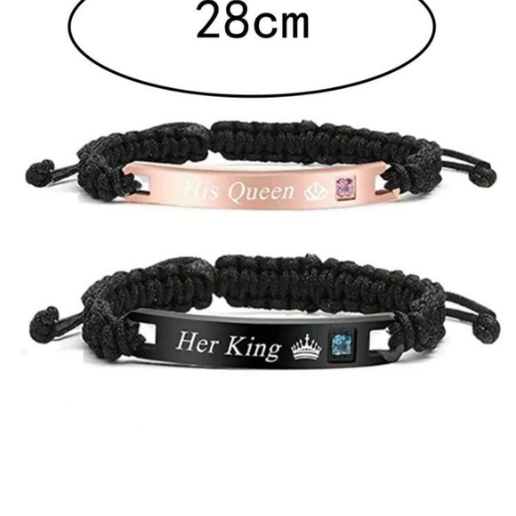 2Pcs Fashion His Queen And Her King Pendant Couple Bracelets For Women Handmade - Picture 2 of 2